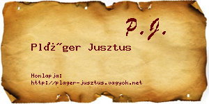 Pláger Jusztus névjegykártya